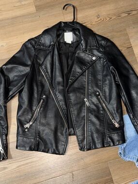 H&M Black Faux Leather Biker Jacket